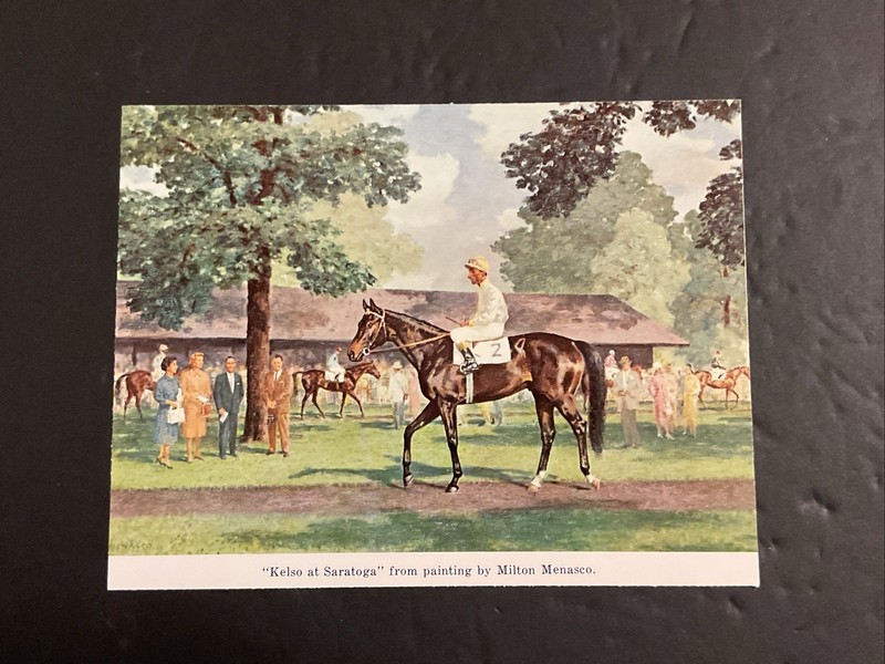 KELSO  Photo Oil Painting 7 X 6 Horse Racing SARATOGA RACE COURSE
