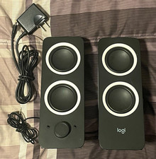 Working Logitech Z200 2.0 Wired Computer Speakers 3.5mm Headphone Jack AC Black