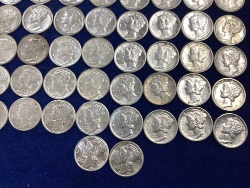 1940's Mercury Silver Dime Mixed XF-AU Roll of 50 Coins E1773 - Picture 8 of 19