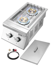VEVOR Double Grilling Side Burners for Outdoor 2x15,000BTU Propane & Natural Gas