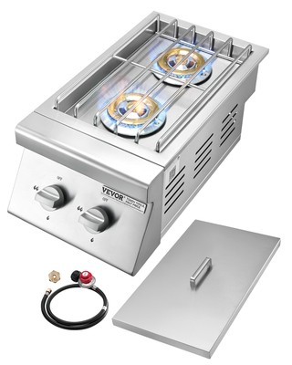 VEVOR Double Grilling Side Burners for Outdoor 2x15,000BTU Propane & Natural Gas