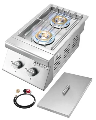 VEVOR Double Grilling Side Burners for Outdoor 2x15,000BTU Propane & Natural Gas