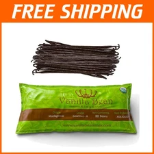 50 Organic Madagascar Vanilla Beans - Gourmet Grade A Pods for Baking & Extract