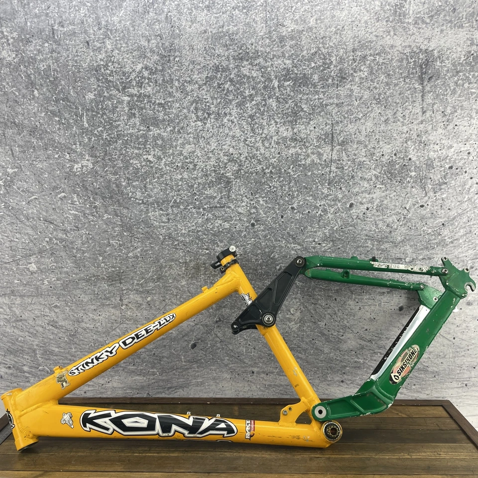 Cuadro de colección Kona Stinky Dee-Lux 18 pulgadas aluminio Freeride DH 90s MTB montaña Foto 3 de 4