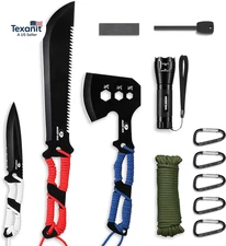 Hatchet and Machete Knife Set with Sheath, One-Piece Axe & Hunting Knives with P
