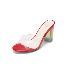 Chic Women's Clear High Heels Peep Toe Slippers Casual Party Dress Mules Sadnals