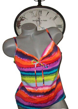 NWOT Victoria Secret 38C Wavy Stripe Tankini Swimsuit Bikini Top