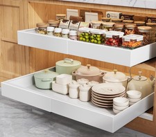 2 Pack Pull Out Cabinet Organizers 21" Deep With Raising Pad for Framed Cabin...