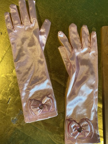 GIRLS KIDS SATIN BOWKNOT FORMAL GLOVES - Picture 4 of 11