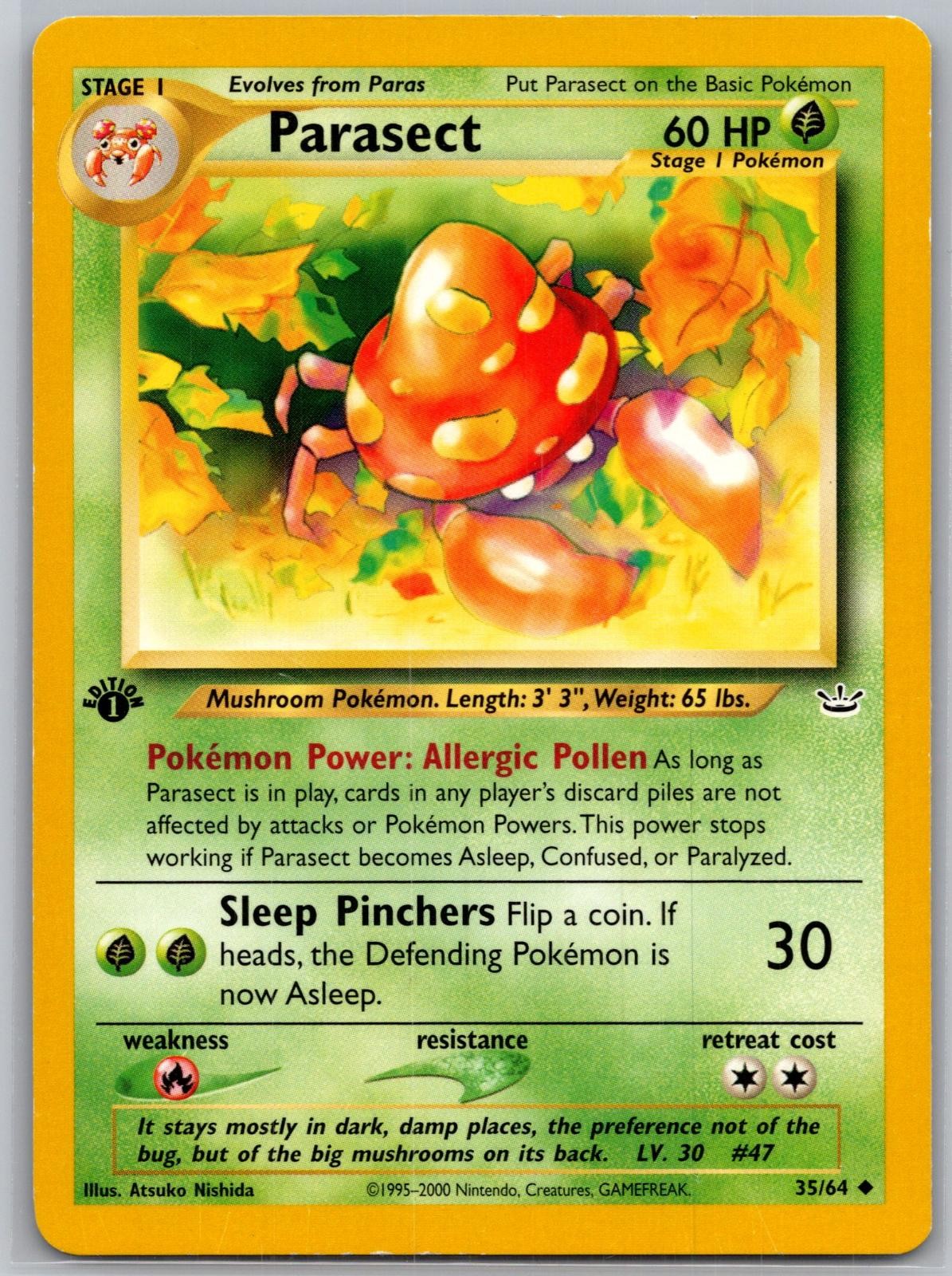 Parasect 35/64 Uncommon Neo Revelation Pokemon 1st Edition Moderately Played