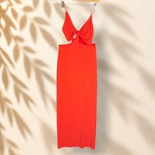 Alice + Olivia Dress Women M Medium Red Maxi Long V-Neck Wedding Guest Zipper