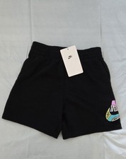 Nike Boys Athletic Shorts Black Multicolor Logo Pockets Elastic Waist