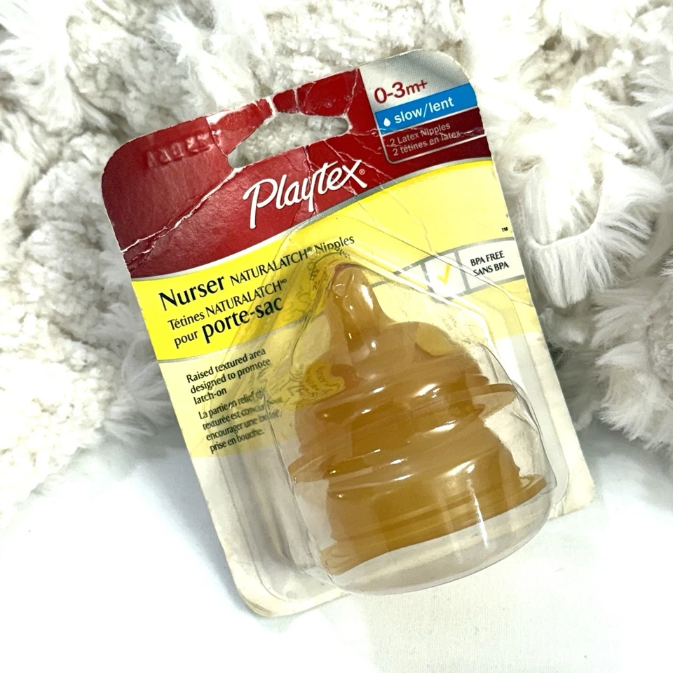 Pezones para lactantes Playtex Naturatch de colección flujo lento 0-3 Mn 2pk látex gota en botella Foto 4 de 4