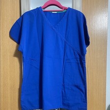 Encompass size Large Unisex Blue V-Neck Short Sleeve Scrub Top