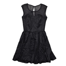 Guess Women's Size 0 Fit & Flare Dress Black Knee Length Casual Polyester