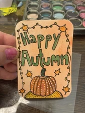 Happy Autumn ACEO Original Watercolor Illustration Art Card