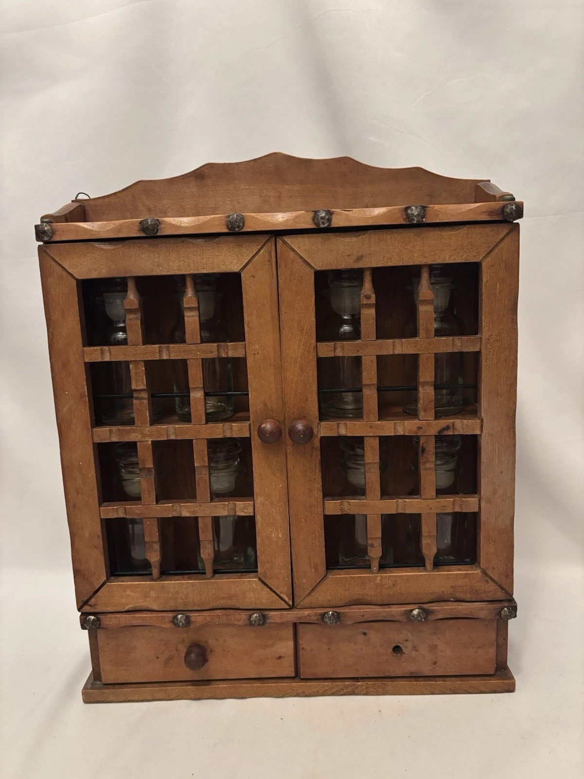 Vintage Wooden Spice Rack & 9 Glass Jars 15”H 11.25”W 2.5”D
Opens in a new window or tab