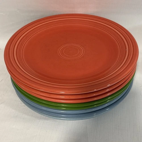 Vintage Set of Eight (8) Fiestaware Plates 10.5 Inch Fiesta Ware Lead Free