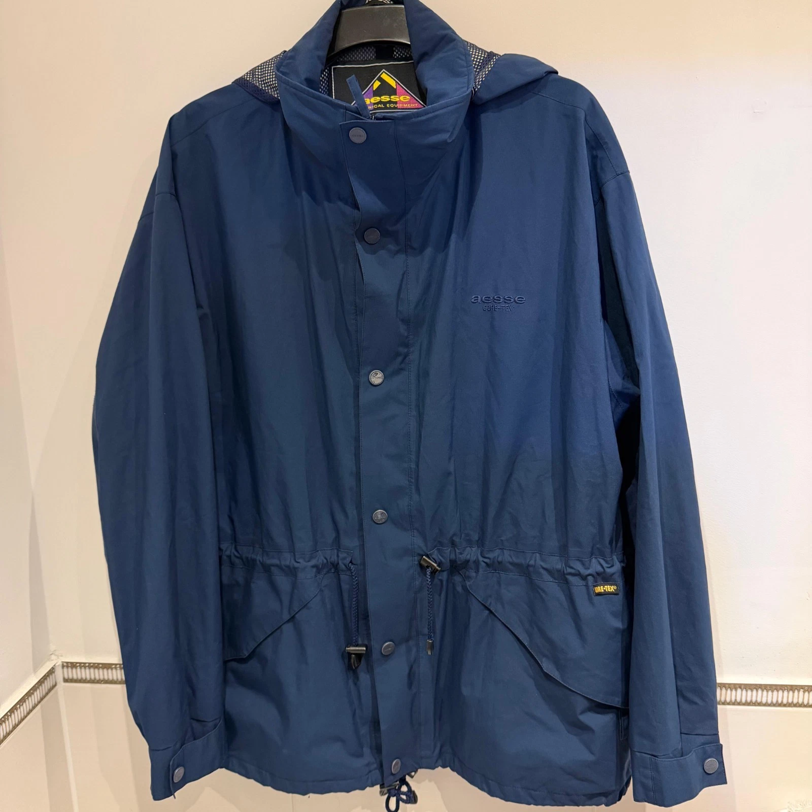 Vintage 90s Aesse Gore-Tex Jacket Outdoor Rainy Trekking Windbreaker XL Navy