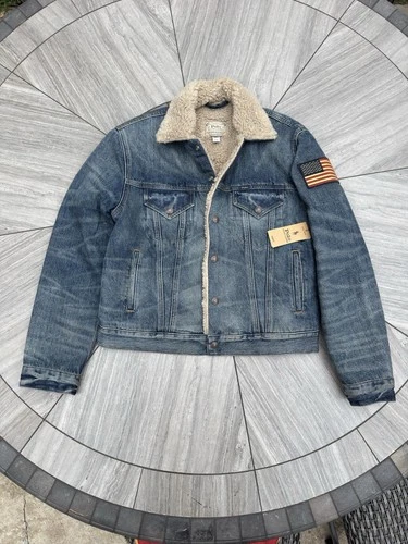 Polo Ralph Lauren Sherpa Fleece Lined Denim Trucker Jean Jacket Men’s Size L image 7