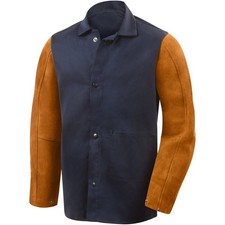 Steiner 1260-2X 30-Inch Jacket, Weldlite Plus Navy Cotton, Rust Cowhide