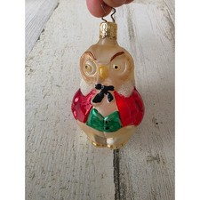 Vintage inge glas owl suit glass ornament person unique Xmas tree