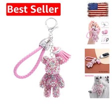Bear Keychain, Cute Keychains for Women, Pink Car Accessories for Girly, Pink...
