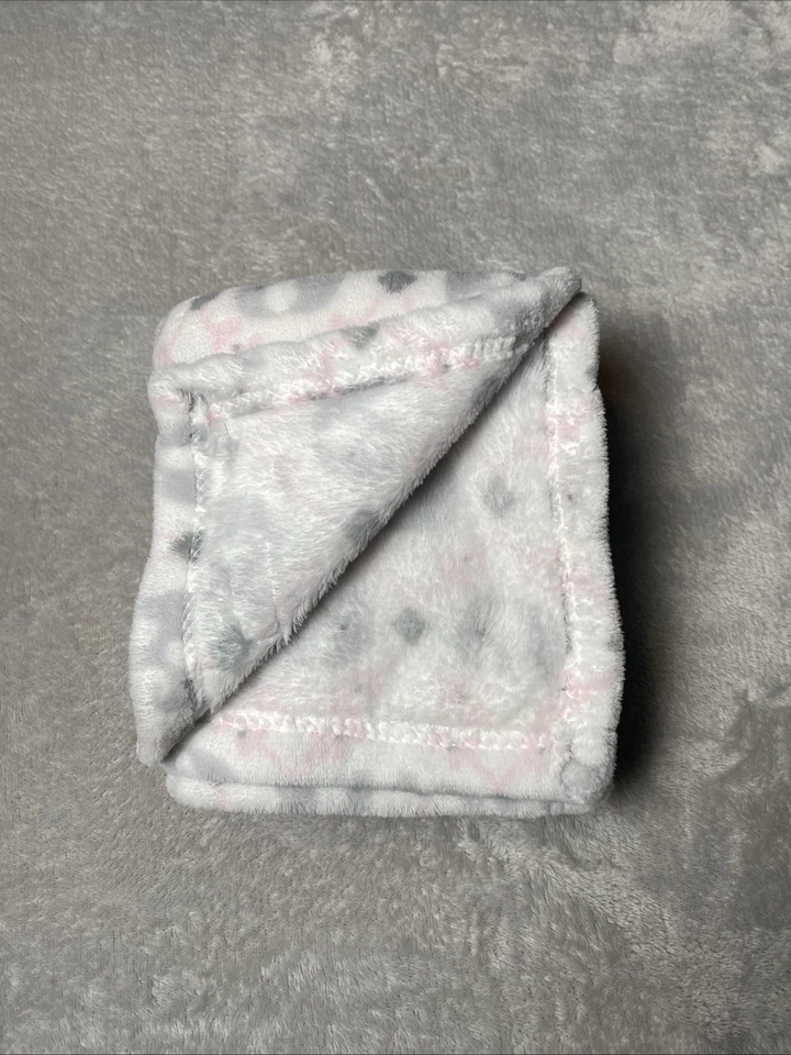 Blankets & Beyond Elephant Baby Blanket Pink White Gray Security Lovey 29"x31" - Image 2 of 4