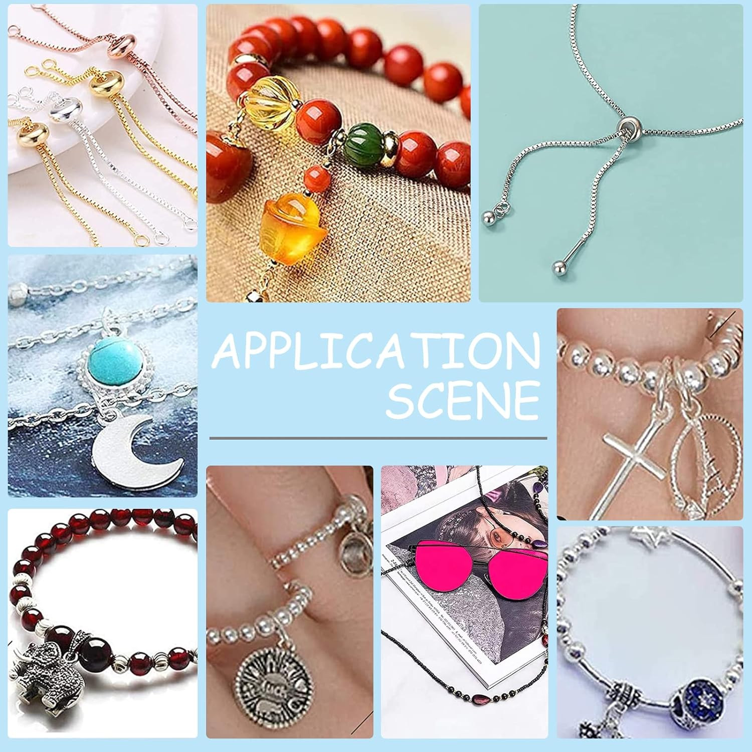 PH Pandahall 30Pcs Stainless Steel Stopper Beads Slider Beads 4Mm 6Mm 8Mm Rondel