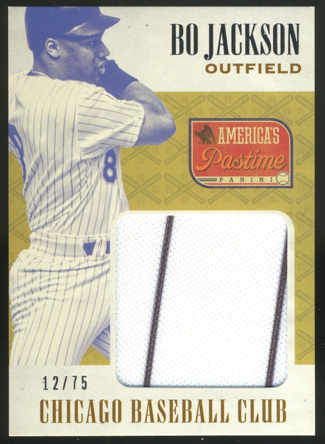 2013 Panini America's Pastime BO JACKSON Jumbo Swatches /75 Relic GU Jersey