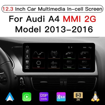 Ultra Narrow 12.3'' Touchscreen Upgrade for Audi A4 A5 2009-2015 Carplay Linux