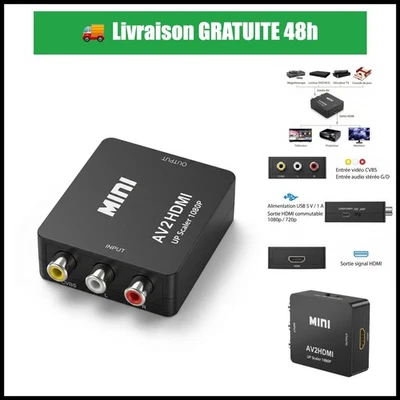 Convertisseur RCA vers HDMI 1080P - Adaptateur AV pour PS1 PS2 Wii - Photo 1/4