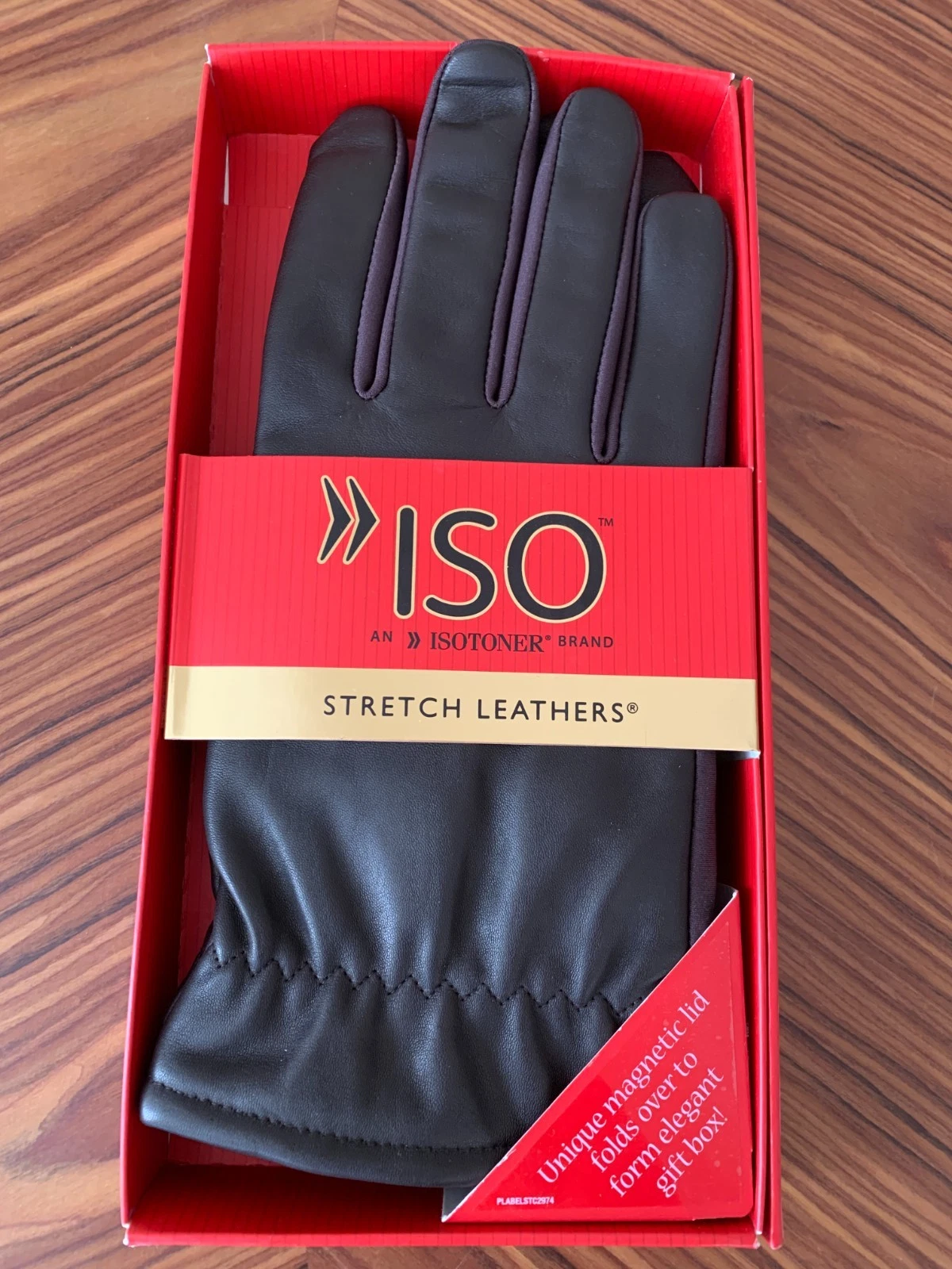 Isotoner Men’s Stretch Leather Gloves Thinsulate Insulation Brown Medium / Large