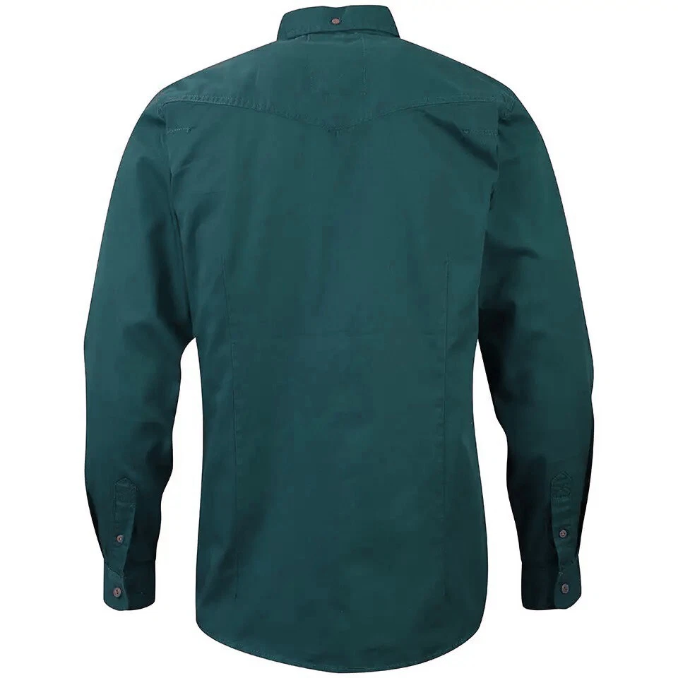 Camisa de lavandería Tokyo ASHER camisa de manga larga con parche de cordón en verde esmeralda - grande Foto 2 de 4