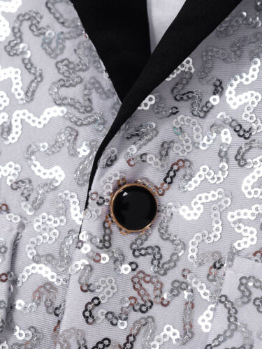 Kids Boys Shiny Sequin Blazer Coats Tuxedo Suit Jacket for Wedding Banquet Prom - Picture 46 of 62