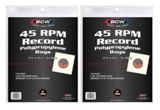  Pack of 200 BCW 7 Inch Poly Bags 45 RPM Vinyl Record Album Outer Sleeves