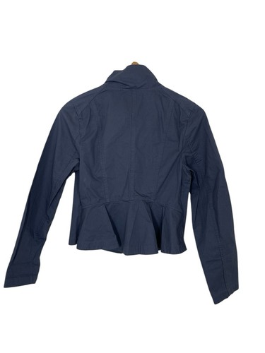 ModCloth Womens Full Zip Utility Cotton Jacket Ruffle Blue Size Medium - Picture 7 of 7