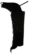 SHOW CHAPS Western Black Suede Leather Rodeo Cowboy Chaps