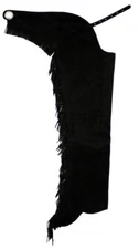 SHOW CHAPS Western Black Suede Leather Rodeo Cowboy Chaps