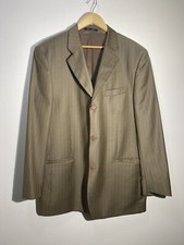 Bachrach Blazer Suit Jacket 44R Wool Mocha Pin Striped Lined Made in Italy