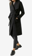 Nwt Womens Ellos Wrap Collar Coat Jacket Black Wool Blend Size 10 Retails $169