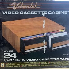 Vintage Video Cassette Box Holds 24 VHS Movie Tapes - 2 Drawer Storage New