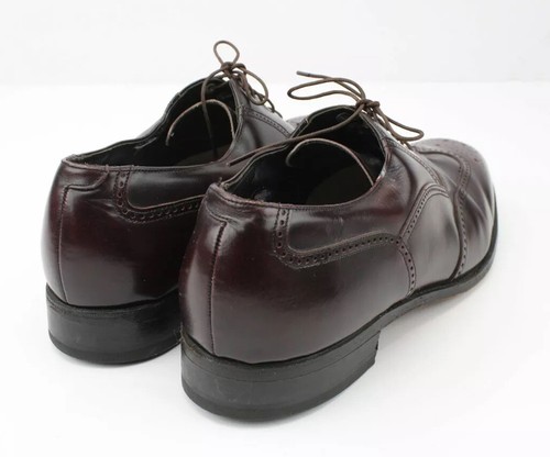 VTG Florsheim Mens Wingtips Shoes Sz 10 D Cherry Brown Leather Wingtip Dress - Picture 4 of 12