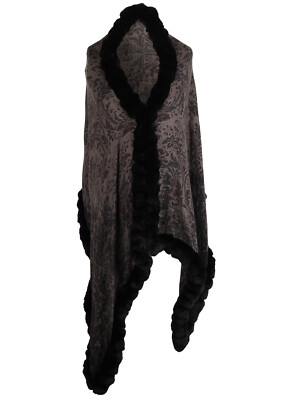 Loro Piana Brown Chinchilla Cashmere Fur Trimmed Scarf Stole New