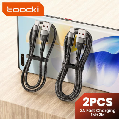 Toocki 2-Pack 3A USB-A to USB-C Cable Fast Charging Data Cord 1M/2M Length