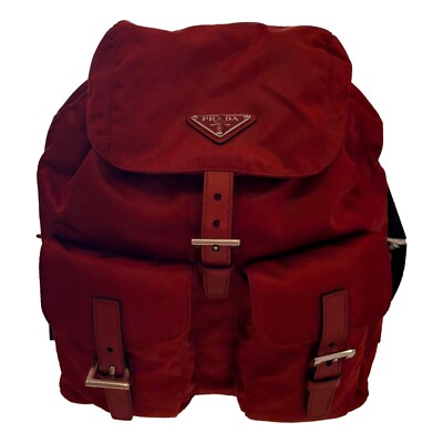 Prada Re-Edition Re-Nylon Drawstring Backpack Fuoco Burgundy Red