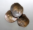 Lot Of 3 Byzantine Ae/Bl Trachy_Curved Cup Coins_12Th - 14Th Century