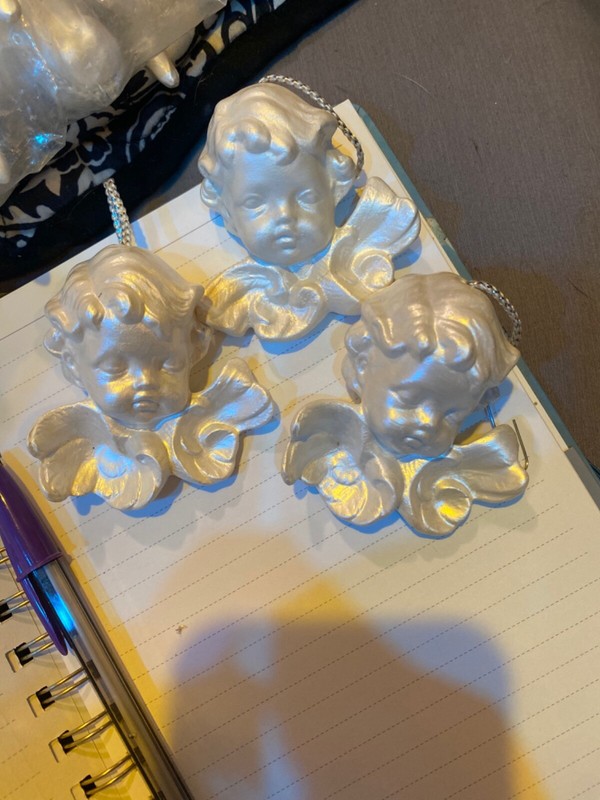 Set of 3 Angel Cherub head Christmas Ornament