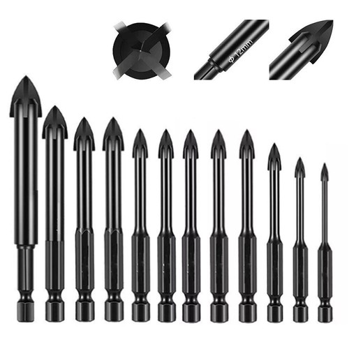 Diamond Drill Bit Set 3-12mm Wall Stone Concrete Brick Masonary Drills Bits 12PC - Picture 4 of 10