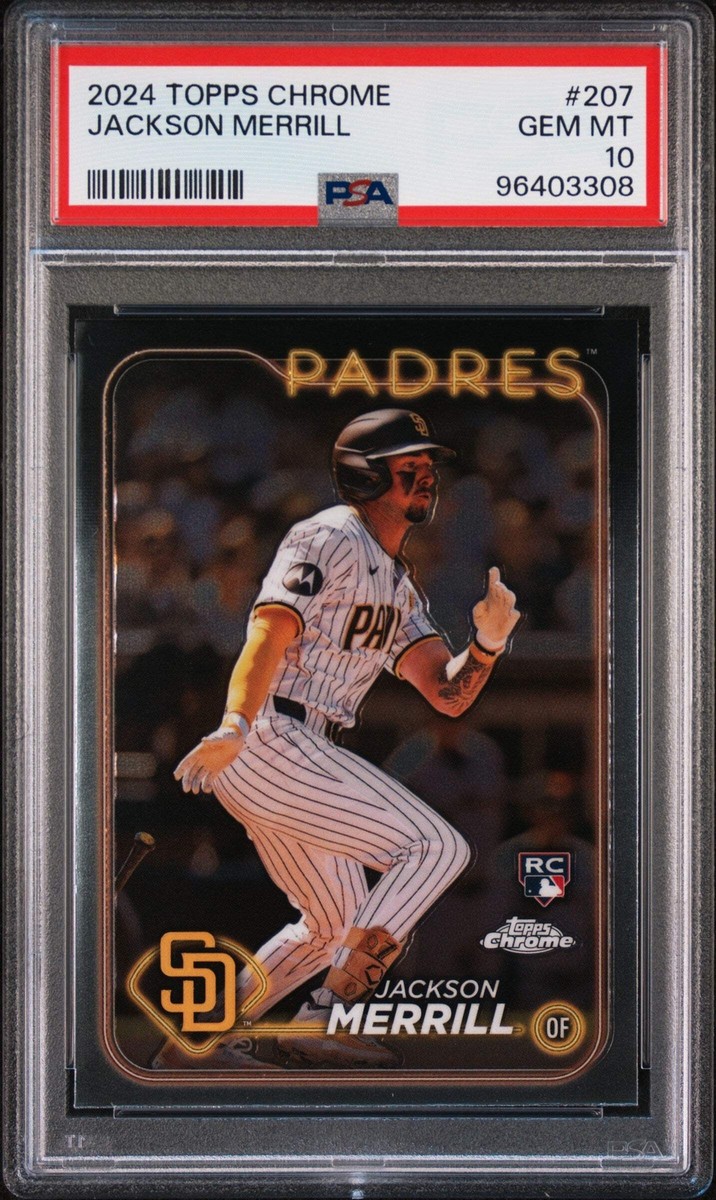 Graded 2024 Topps Chrome Jackson Merrill #207 Rookie RC Baseball